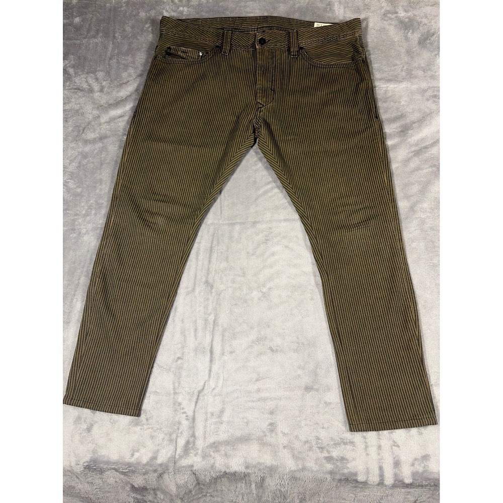 Diesel Thanaz Slim Jeans Wash 008YS Brown Black Striped Italy Mens W36 L32